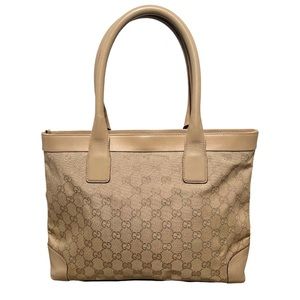 Gucci Tan Canvas and Leather Shoulder bag Tote